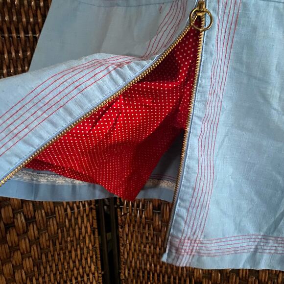 Size L//Vintage 60s Chambray Polka Dot Zip Up Playsuit - Picture 4 of 6